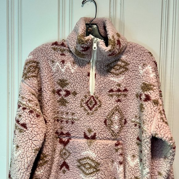 Love Tree Pink Aztec Print Super Plush Pullover 1/4 Zip Top - Picture 2 of 13